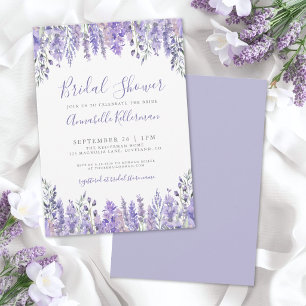 Convites Chá de Bebê Floral em Aquarela Lavanda Elegante