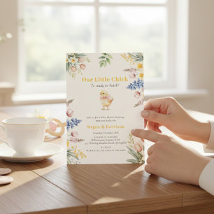 Convites Chá de Bebê Floral em Aquarela Nossa Pequena Frang