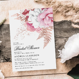 Convites Chá de Bebê Floral em Aquarela Rosa Elegante