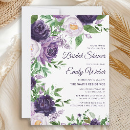 Convites Chá de Bebê Floral em Aquarela Roxa Lavanda