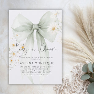 Convites Chá de Bebê Floral em Verde Pastel Bebê em Flor