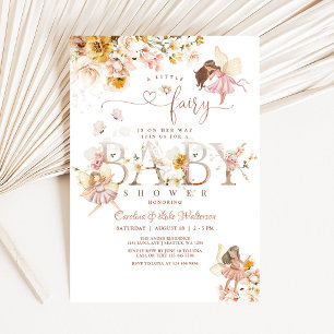 Convites Chá de Bebê Floral Fada Jardim de Flores Silvestre