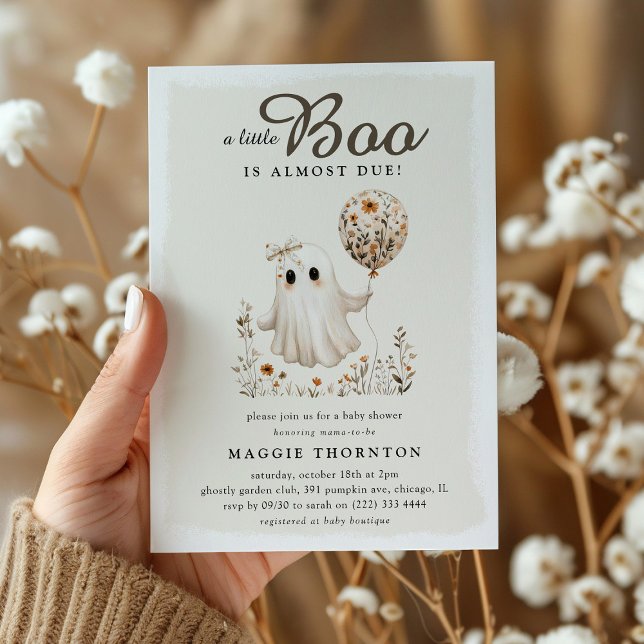 Convites Chá de Bebê Floral Fantasma Outono Boho Halloween  (Criador carregado)