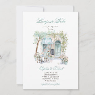 Convites Chá de Bebê Floral Francês Bonjour Bebe