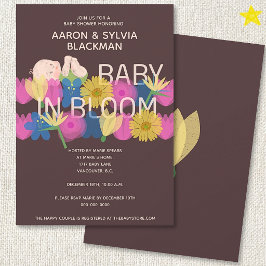 Convites Chá de Bebê Floral Impresso Riso Marrom Moderno