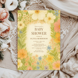 Convites Chá de Bebê Floral Jardim Botânico Elegante