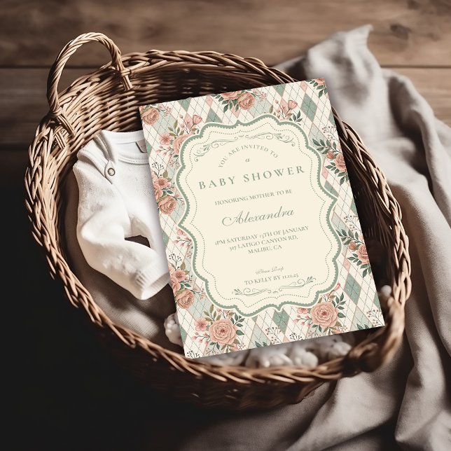 Convites Chá de Bebê Floral Jardim Vintage (Criador carregado)