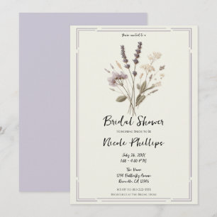 Convites Chá de Bebê Floral Lavanda Delicada Nupcial