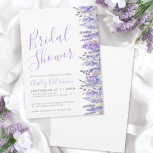Convites Chá de Bebê Floral Lavanda em Aquarela Elegante
