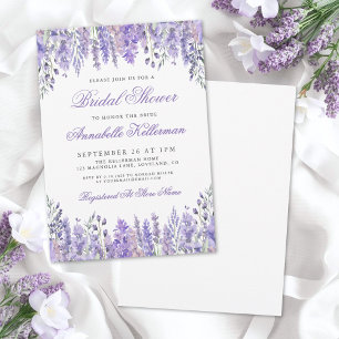 Convites Chá de Bebê Floral Lavanda em Aquarela Elegante