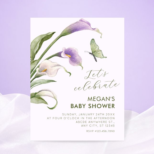 Convites Chá de bebê floral lírio roxo (Criador carregado)