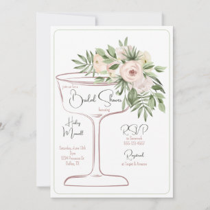 Convites Chá de Bebê Floral Moderno com Aquarela Champagne