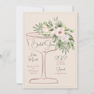 Convites Chá de Bebê Floral Moderno com Aquarela Champagne