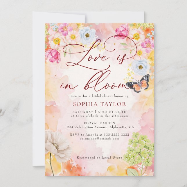 Convites Chá de Bebê Floral Pastel Elegante em Flor (Frente)