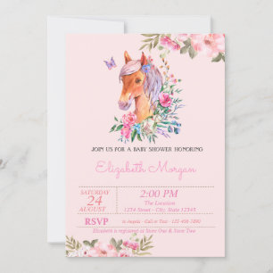 Convites Chá de Bebê Floral Pretty Pony