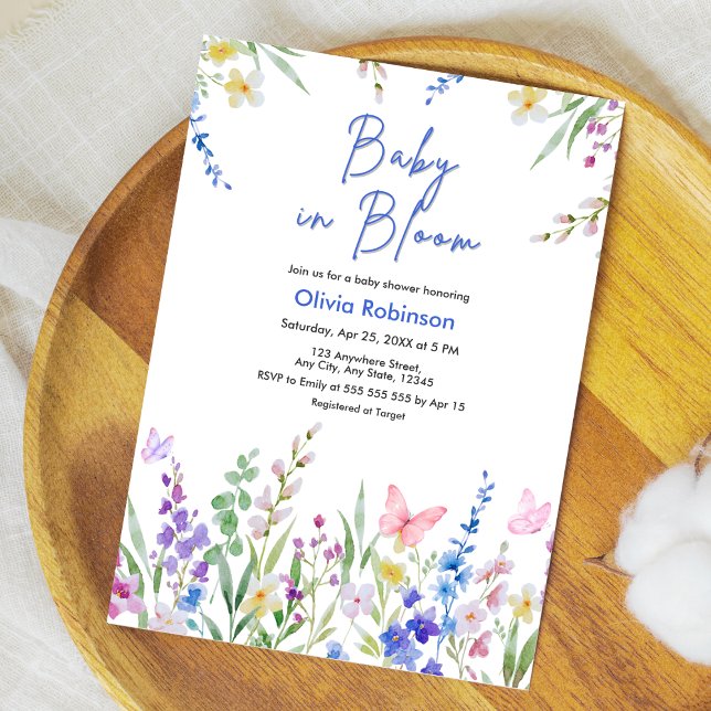 Convites Chá de Bebê Floral Primavera Bebê em Flor (Floral Spring Baby in Bloom Baby Shower Invitation )