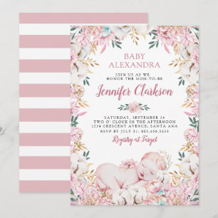 Convites Chá de Bebê Floral Recém-Nascido