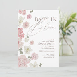 Convites Chá de Bebê Floral Rosa Baby In Bloom