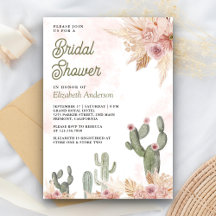 Chá de Bebê Floral Rosa Corado Boho Cactus Pampas