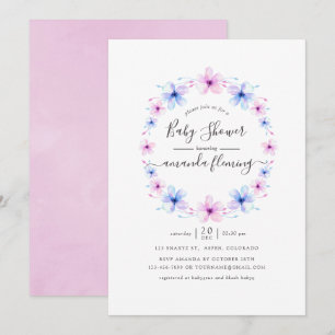Convites Chá de Bebê Floral Rosa e Azul Pastel
