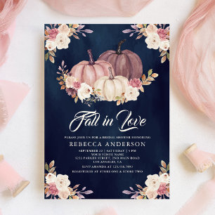 Convites Chá de Bebê Floral Rosa Poeira Bege Abóbora Azul M