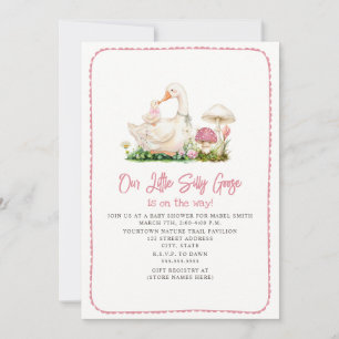 Convites Chá de Bebê Floral Rosa Silly Goose Mushroom Mama