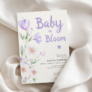 Convites Chá de bebê floral roxo Baby in Bloom