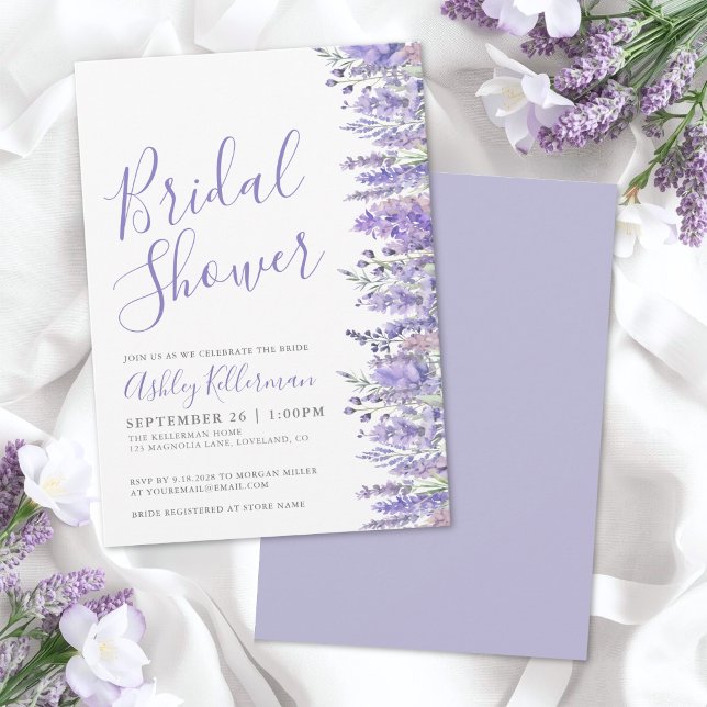 Convites Chá de Bebê Floral Roxo Lavanda (Lavender Purple Floral Bridal Shower Invitation)