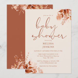 Convites Chá de Bebê Floral Rústico Outono