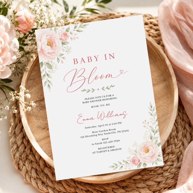 Convites Chá de Bebê Floral Suave em Pastel Bebê em Flor (Criador carregado)