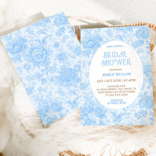 Convites Chá de Bebê Floral Toile Azul Francês