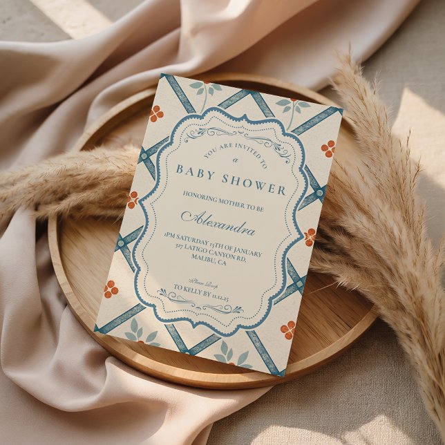 Convites Chá de Bebê Floral Turquesa Vintage (Criador carregado)