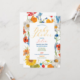 Convites Chá de Bebê Floral Verão Cor Flores Festa