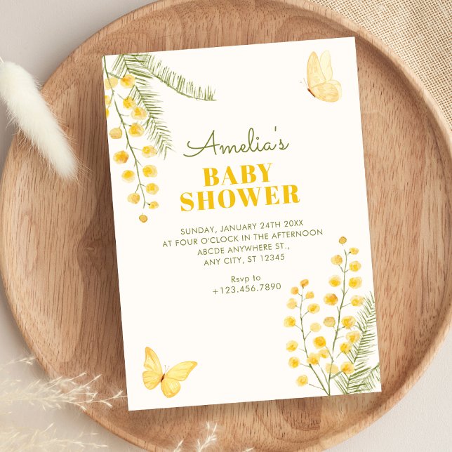 Convites Chá de bebê floral verde amarelo (Criador carregado)