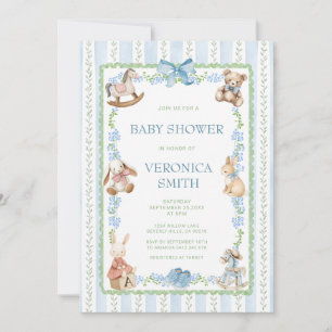 Convites Chá de Bebê Floral Verde Azul Berçário