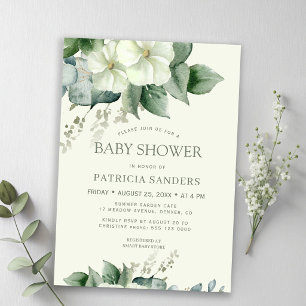 Convites Chá de bebê floral verde eucalipto aquarela