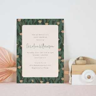 Convites Chá de Bebê Floral Verde Floresta Vintage