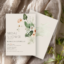 Convites Chá de Bebê Floral Verde Rosa Delicada