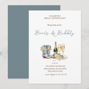 Convites Chá de Bebê Floral Vinho Botas e Bridal Espumante