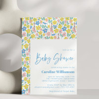Chá de Bebê Floral Vintage Azul Fofo Amarelo