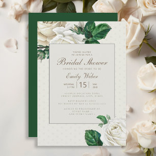 Convites Chá de Bebê Floral Vintage Creme Branco de Marfim