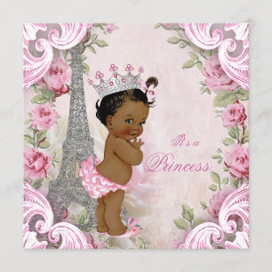 Convites Chá de Bebê Floral Vintage Paris Princesa Étnica
