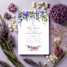 Chá de Bebê Floral Violeta em Aquarela