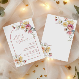 Convites Chá de Bebê Flores de Rosa de Jardim Boho