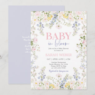 Convites Chá de Bebê Flores Silvestres Pastel Baby in Bloom
