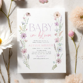 Convites Chá de Bebê Flores Silvestres Pastel Bebê em Flor