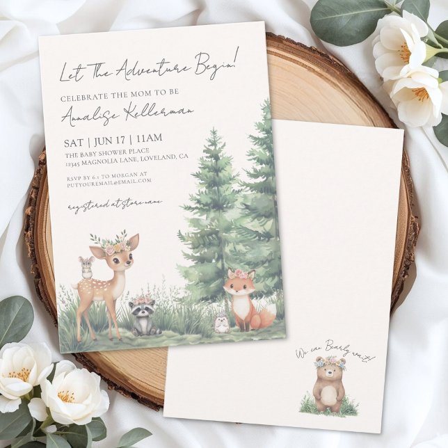 Convites Chá de Bebê Floresta Boho Animais da Floresta (Forest Animal Boho Woodland Baby Shower Invitation )