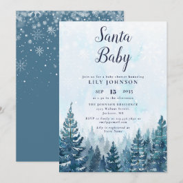 Convites Chá de Bebê Floresta de Inverno Santa Baby