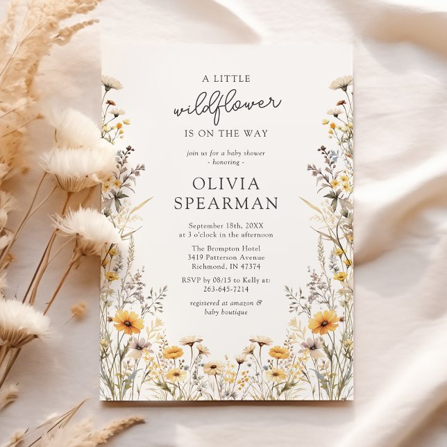 Convites Chá de Bebê Florzinha Selvagem Amarela (Criador carregado)