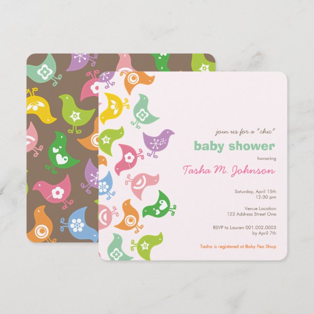 Convites Chá de Bebê Fofo Arco-íris Retro Caprichoso (Frente/Verso)